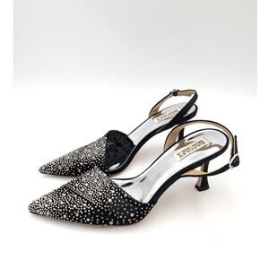 Badgley Mischka Brenna Women's Rhinestone-Studded Slingbacks Size US 8.5 EU 39